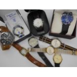 A collection of gents fashion watches, to include Certina, Accurist, Pulsar and Bradford Exchange