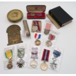 VARIOUS MEDALS comprising; Imperial Service medal, French medals, etc Condition Report:Available