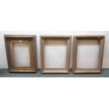 A lot of three 19th century gilt gesso picture frames, unframed oil on canvas and a mahogany