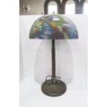 A reverse painted glass table lamp Condition Report:Available upon request