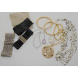 Five pieces of vintage Daniel Swarovski jewellery to include a silver ring, three cuff bracelets and