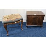 A 20th century walnut framed footstool and a mahogany coal box (2) Condition Report:Available upon