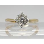 A 9ct gold diamond cluster ring, set with estimated approx 0.40cts of brilliant cut diamonds, finger