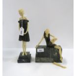 Two Art Deco style resin figures of girls Condition Report:Available upon request