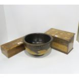 A inlaid box, a penwork box and a bowl Condition Report:Available upon request