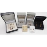 A pair of 9ct gold Ortak earrings together with a collection of gold and yellow metal earrings to