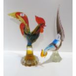 A Murano glass cockerel and hen in multicolours Condition Report:Available upon request