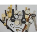 A collection of gents watches and pocket watches to include Sekonda, Digital Talking watches etc