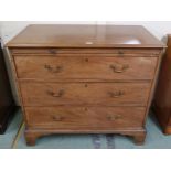 A Georgian mahogany three drawer chest on bracket feet, 99cm high x 111cm wide x 56cm deep Condition