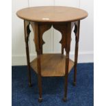 An early 20th century beech Liberty's style circular top table on hexagonal base Condition Report: