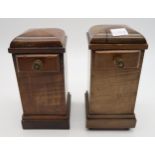 A pair of treen money boxes, together with an oak tea caddy and a further chip-carved box. Condition
