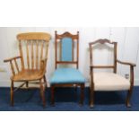 A large mixed lot to include Victorian tub chair, upholstered bedroom chair, Lloyd loom style stool,