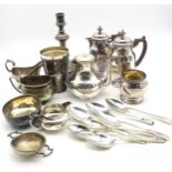 A collection of EPNS including tea sets, salvers, trays, toast racks, cream jugs, sugar bowls etc