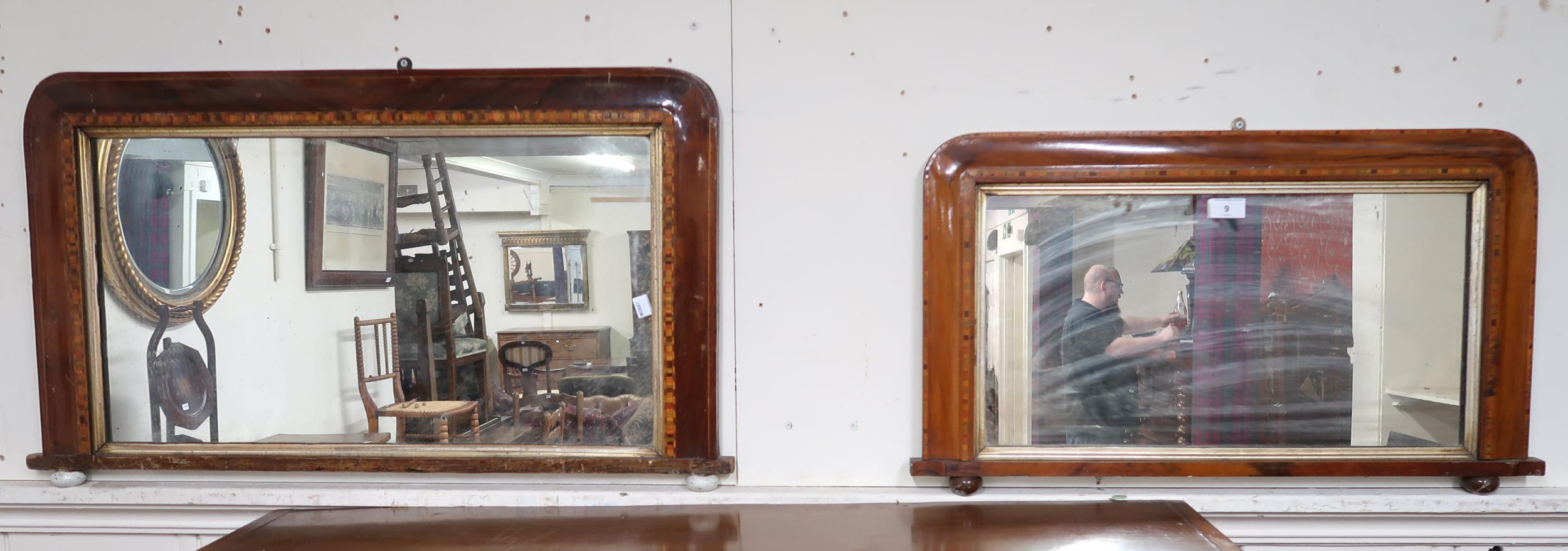 A Georgian style mahogany framed wall mirror and two rosewood framed overmantle mirrors (3) - Bild 2 aus 2