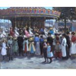 HENDRIKUS.GERARDUS.de.KORTE The fairground, signed, oil on canvas, 48 x 58cm Condition Report: