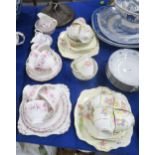 A Roslyn China teeaset and a Tuscan china teaset decorated with pink flowers Condition Report:
