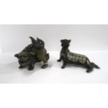 A cloisonné bronze fo dog and a Chinese bronze Buddhistic 'lion' incense burner Condition Report: