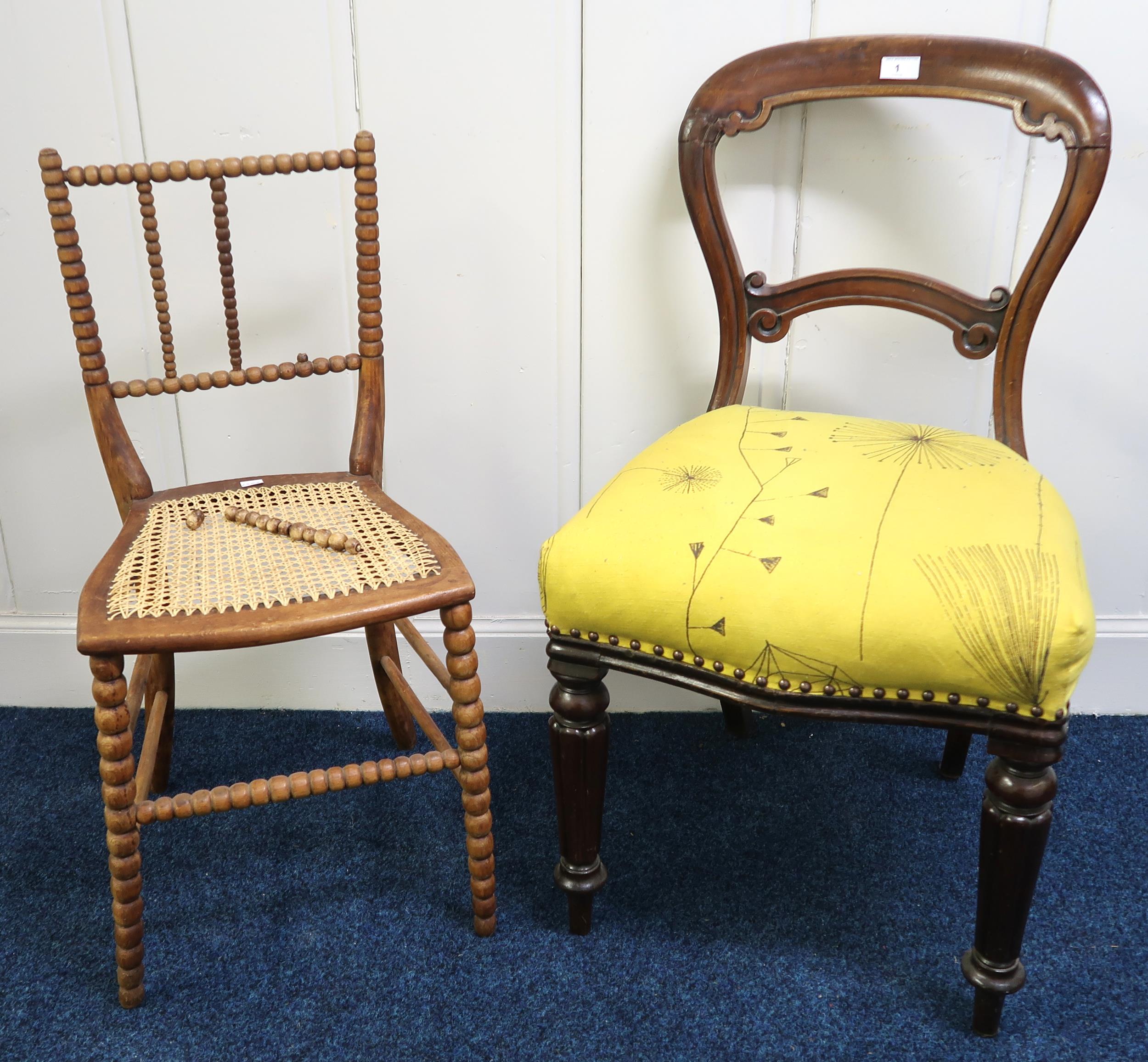 A Victorian mahogany two drawer dressing table, Victorian balloon back chair and a bergere chair - Bild 2 aus 2