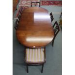 A 20th century mahogany D-end extending dining table and six dining chairs (7) Condition Report: