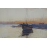 JOHN COCHRAN RSW Fishing boats at anchor, signed, watercolour, 30 x 48cm and two others (3)