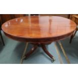 A Victorian mahogany circular tilt top breakfast table on quadrupedal base Condition Report: