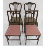 A pair of Victorian mahogany framed parlour chairs with floral upholstered seats and a pair of