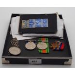 A lot comprising a WW2 group of three medals with the France and Germany Star, the 1939-1945 War