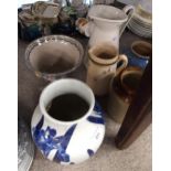 A collection of pottery and glass including jugs, planters, wally dugs etc Condition Report:Not