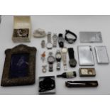 A lot of cigarette lighters with a Ronson Pencilter, costume jewellery, watches, white metal picture