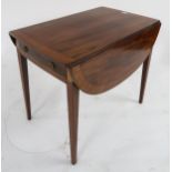 A late Victorian mahogany Pembroke table with single drawer on square tapering supports Condition
