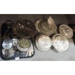 Assorted EPNS including a basket, coffee pot  etc and a Johnson Indian Tree pattern dinner service