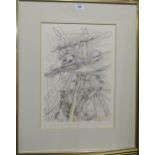 RICHARD DEMARCO (SCOTTISH b.1930) THE "MARQUES" FURLING SAIL  Lithograph, signed lower right,
