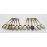 A collection of silver including a set of six pointed Irish silver teaspoons, with monogrammed