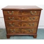 A late Victorian mahogany chest of drawers with four graduating drawers on bracket feet, 74cm high x