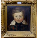 SCOTTISH SCHOOL Young boy wearing tartan, oil on board, 26 x 24cm Condition Report:Available upon