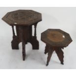 An early 20th century hardwood octagonal topped occasional table with extensive gothic style