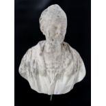 PATRIC PARK RSA (SCOTTISH 1811-1855) CARVED  BUST OF A ROBED GENTLEMAN INCISED VERSO "PATRIC PARK