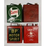 AUTOMOBILIA A BP MOTOR SPIRIT red and green fuel can, a Castrol green fuel can, a SHELL-MEX & BP red