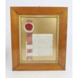 A FREEMAN AND BURGESS SEAL 1871 to John McKenna Postmaster in Girvan, framed, document, 20 x 14cm