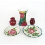 A COLLECTION OF WEMYSS POTTERY including a jazzy ware vase painted with cabbage roses, 16cm high,