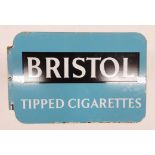 BRISTOL TIPPED CIGARETTES Double-sided enamel advertising sign, "Golden Virginia, Rolls Neater,