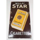 WILL'S STAR CIGARETTES Enamel advertising sign 91cm x 41cm Condition Report:Available upon request