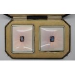 ART DECO LADIES COMPACT & CIGARETTE CASE the silver cases both with guilloche enamel with central