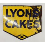 LYONS CAKES Double-sided enamel advertising sign, 44cm x 40cm Condition Report:Available upon