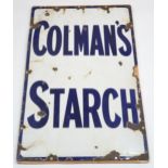 COLEMAN'S STARCH Enamel advertising sign 94cm x 60cm Condition Report:Available upon request