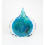 MICHAEL HARRIS, MDINA LARGE GLASS FISH VASE the central compressed shouldered form with drawn