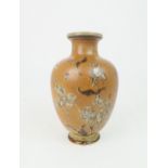 A MARTIN BROTHERS POTTERY STONEWARE VASE of shouldered tapering form, decorated with slipper orchids