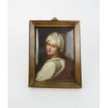 A GERMAN PORCELAIN PLAQUE OF BEATRICE CENCI after Guido Reni, impressed "106" to verso of plaque, in