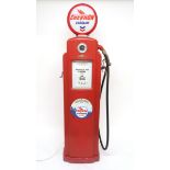 AUTOMOBILIA An American Bennet petrol pump with hose and brass nozzle, bearing Chevron Gasoline