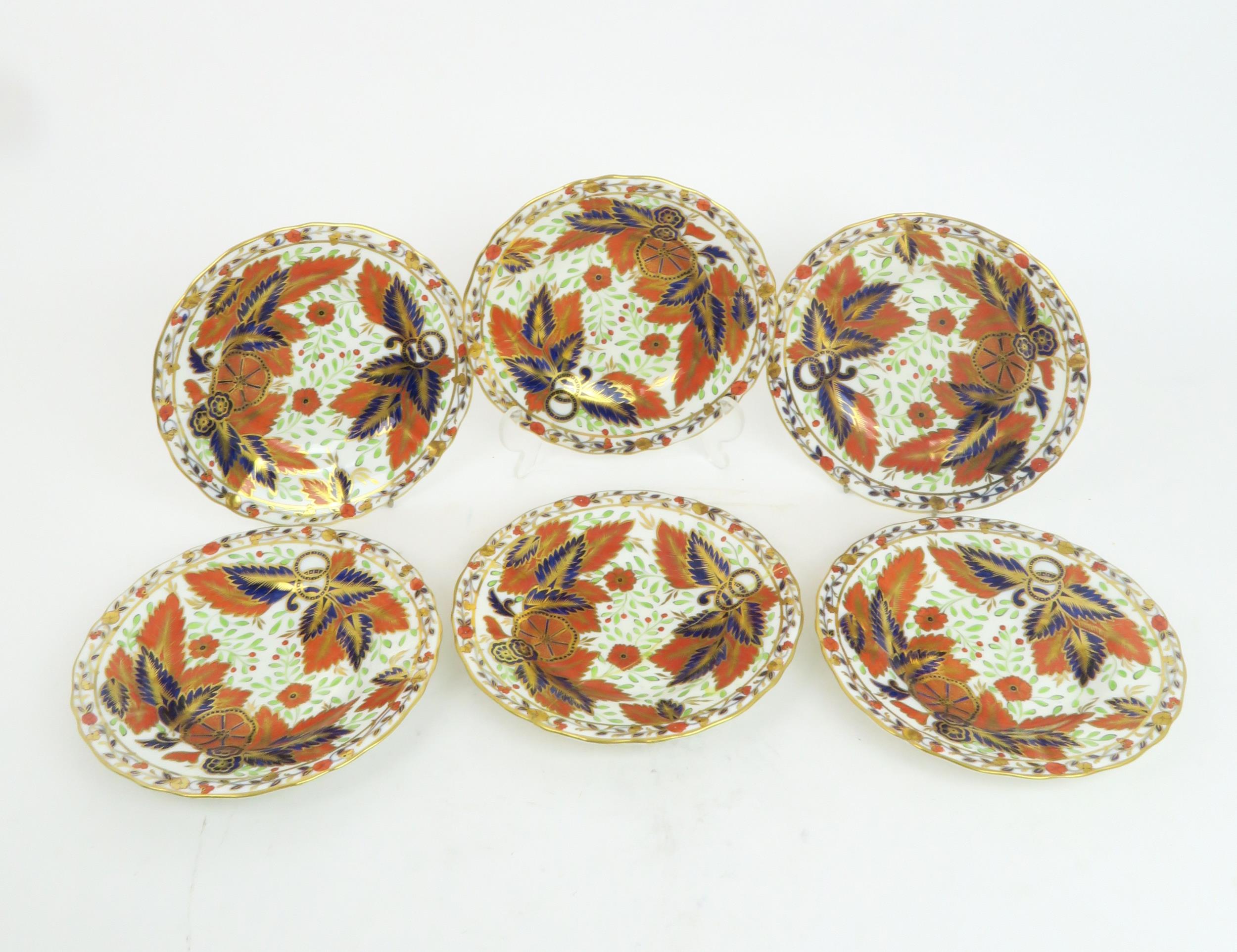 A LATE 19TH CENTURY COPELAND TEA SERVICE in pattern 1559, decorated in the imari palette with leaves - Image 3 of 10